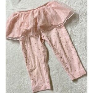 Carters Tutu Leggings Baby Girls 12 Months Peach Gold Polka Dots Tulle Stripe